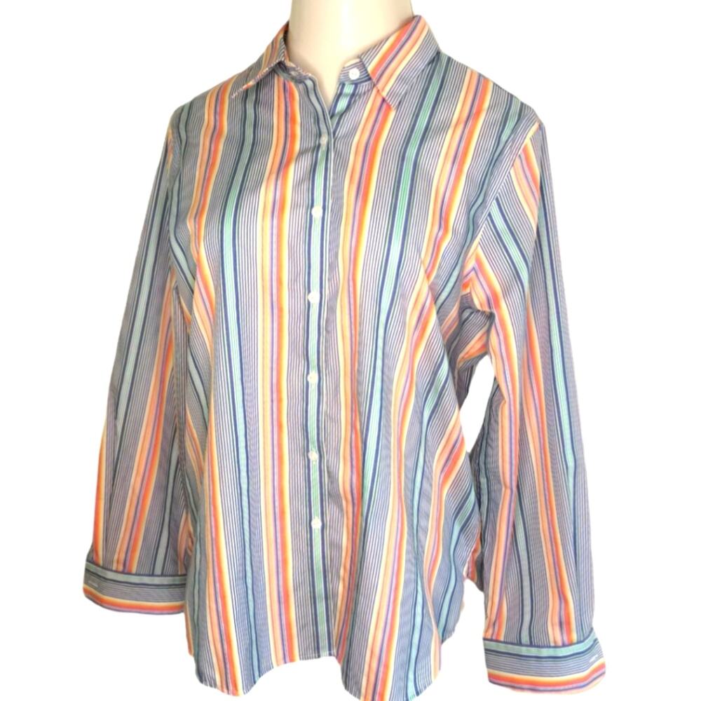 ORVIS Rainbow Striped Women's Button Up Shirt Size 16